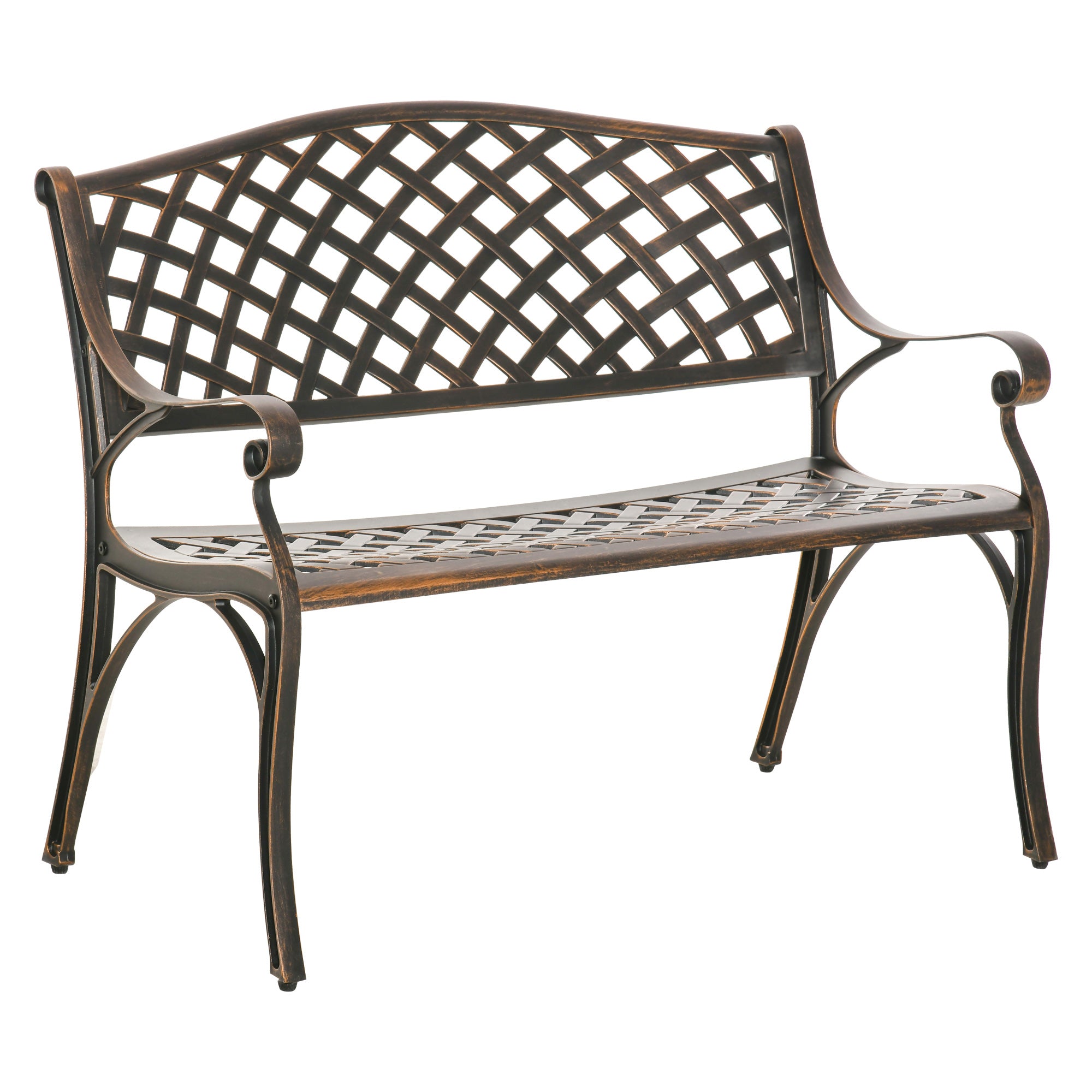 Aluminium 2 Seater Garden Bench Antique Loveseat for Outdoor Patio - Velmora