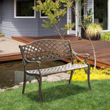 Aluminium 2 Seater Garden Bench Antique Loveseat for Outdoor Patio - Velmora