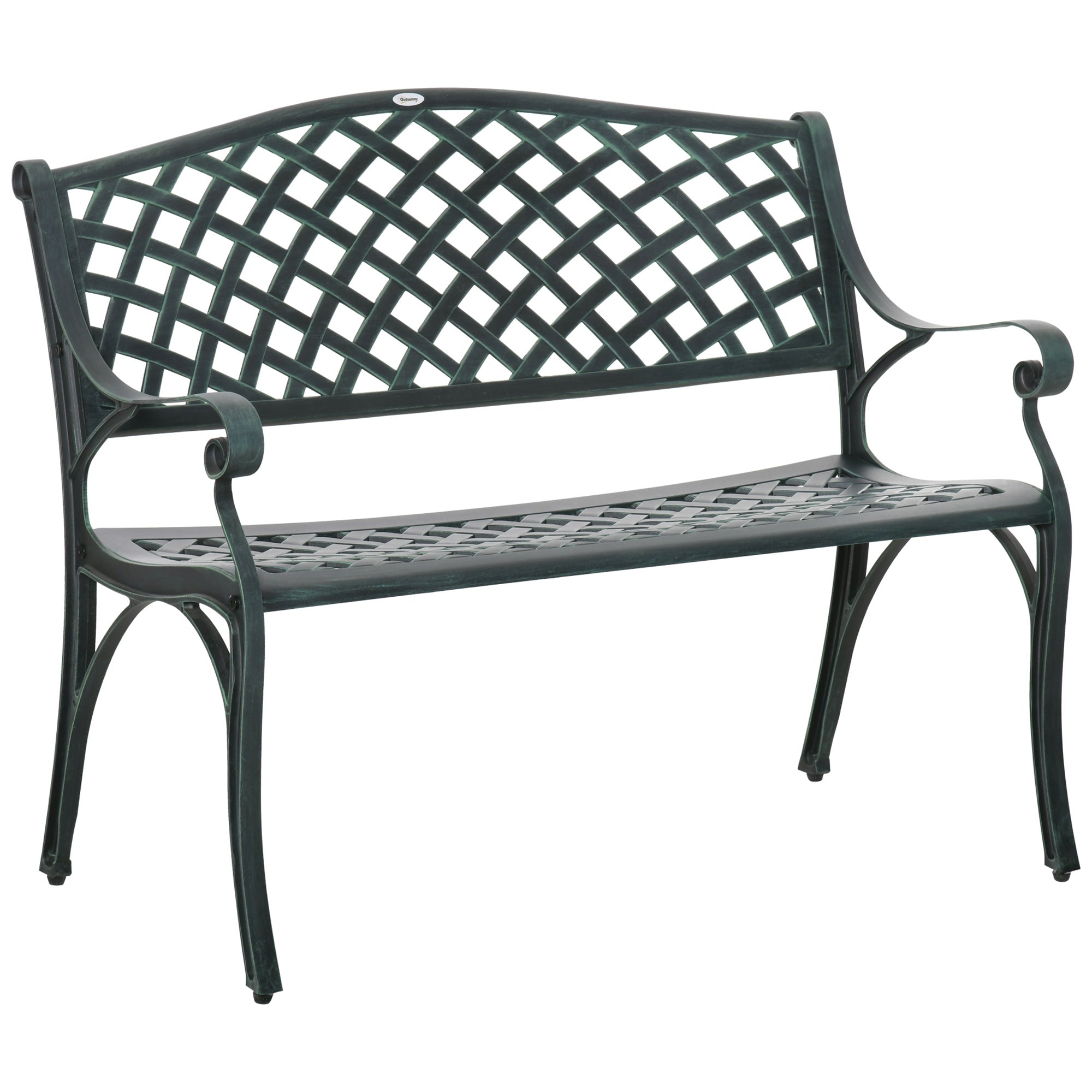 Aluminium 2 Seater Garden Bench Antique Loveseat for Outdoor Patio - Velmora