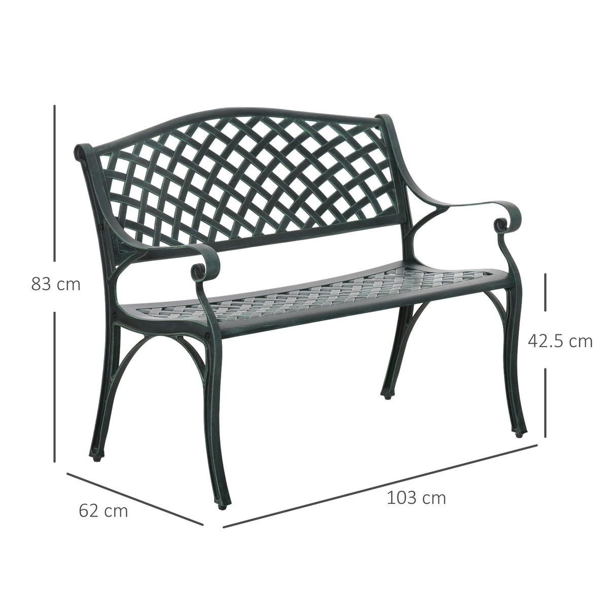 Aluminium 2 Seater Garden Bench Antique Loveseat for Outdoor Patio - Velmora