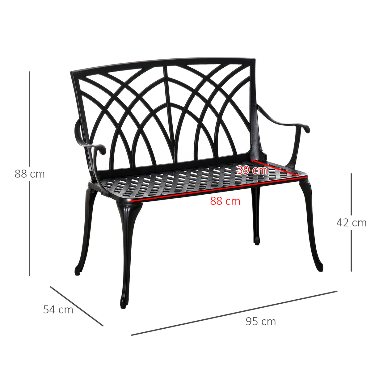 Aluminium 2 Seater Garden Bench Loveseat - Velmora