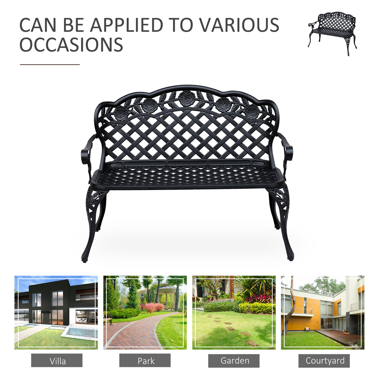 Aluminium 2 Seater Garden Bench - Velmora
