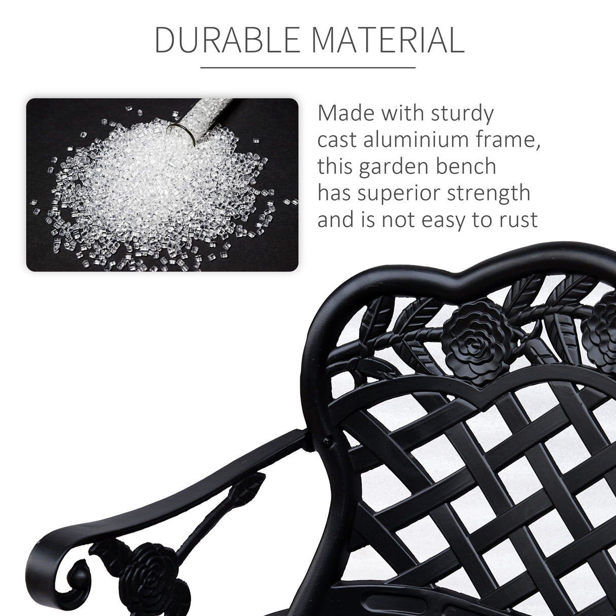 Aluminium 2 Seater Garden Bench - Velmora