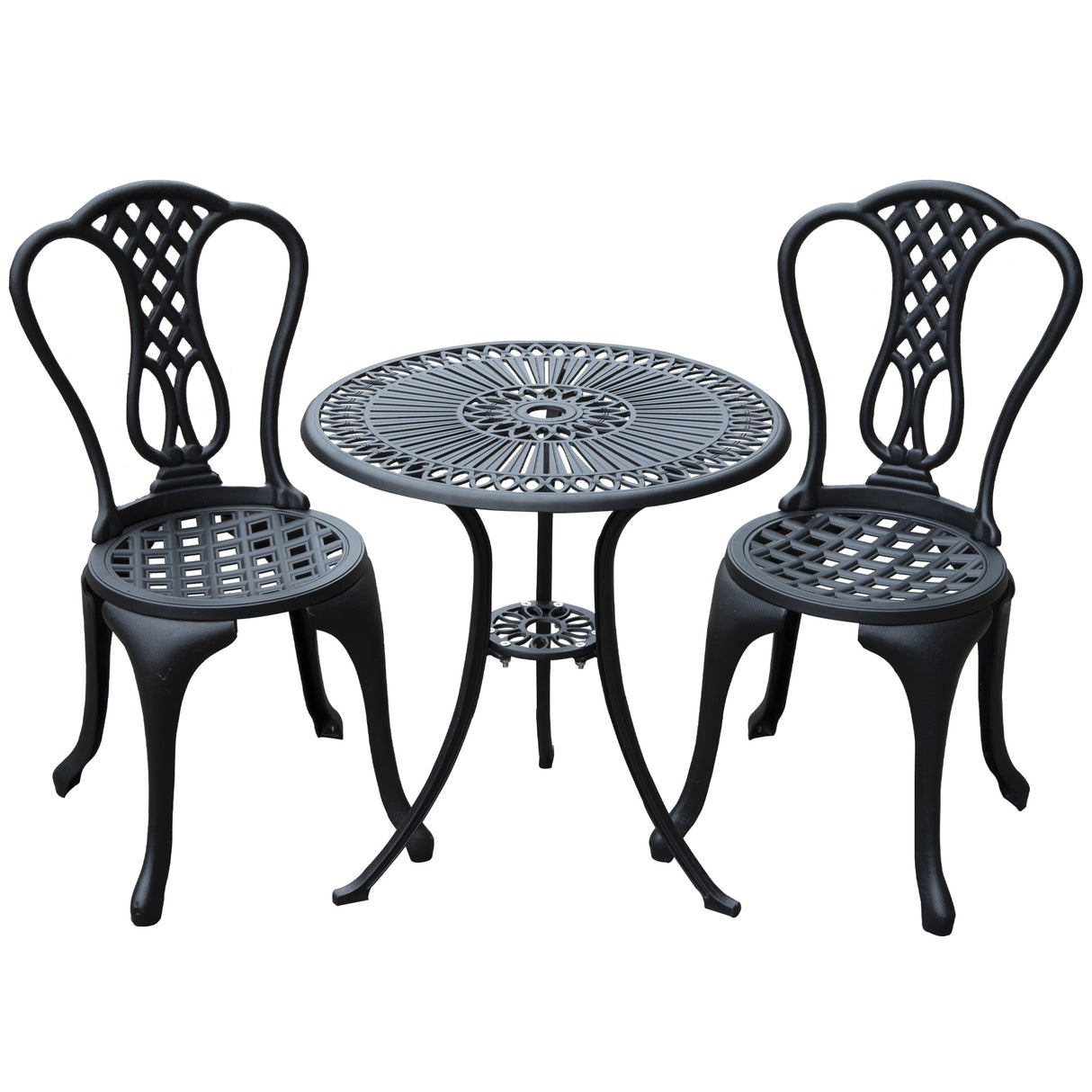 Aluminium 3 Piece Patio Garden Bistro Set in Shabby Chic Style - Velmora