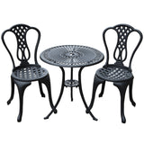 Aluminium 3 Piece Patio Garden Bistro Set in Shabby Chic Style - Velmora