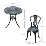 Aluminium 3 Piece Patio Garden Bistro Set in Shabby Chic Style - Velmora
