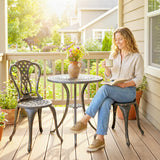Aluminium 3 Piece Patio Garden Bistro Set in Shabby Chic Style - Velmora