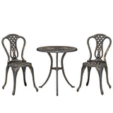 Aluminium 3 Piece Patio Garden Bistro Set in Shabby Chic Style - Velmora