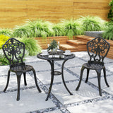 Aluminium 3 Pieces Floral Bistro Set With Round Table - Velmora