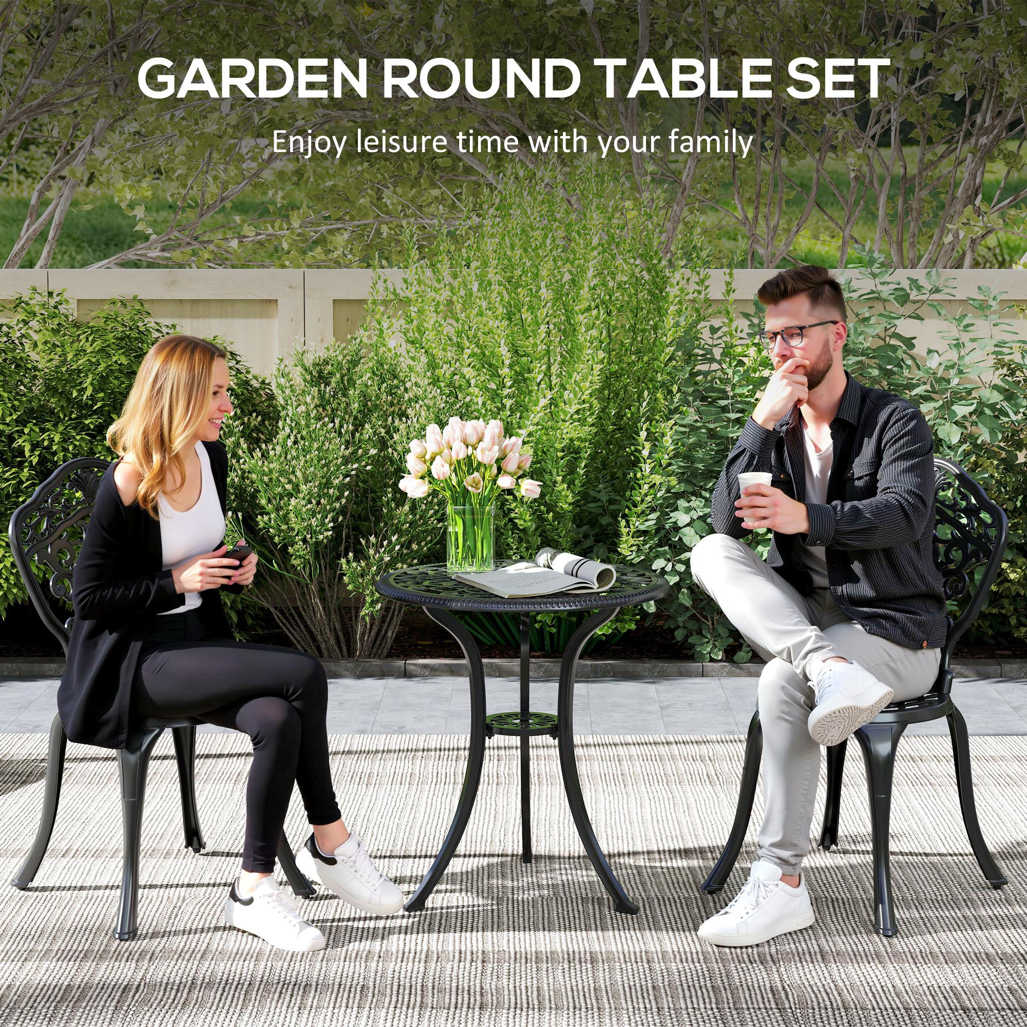 Aluminium 3 Pieces Floral Bistro Set With Round Table - Velmora