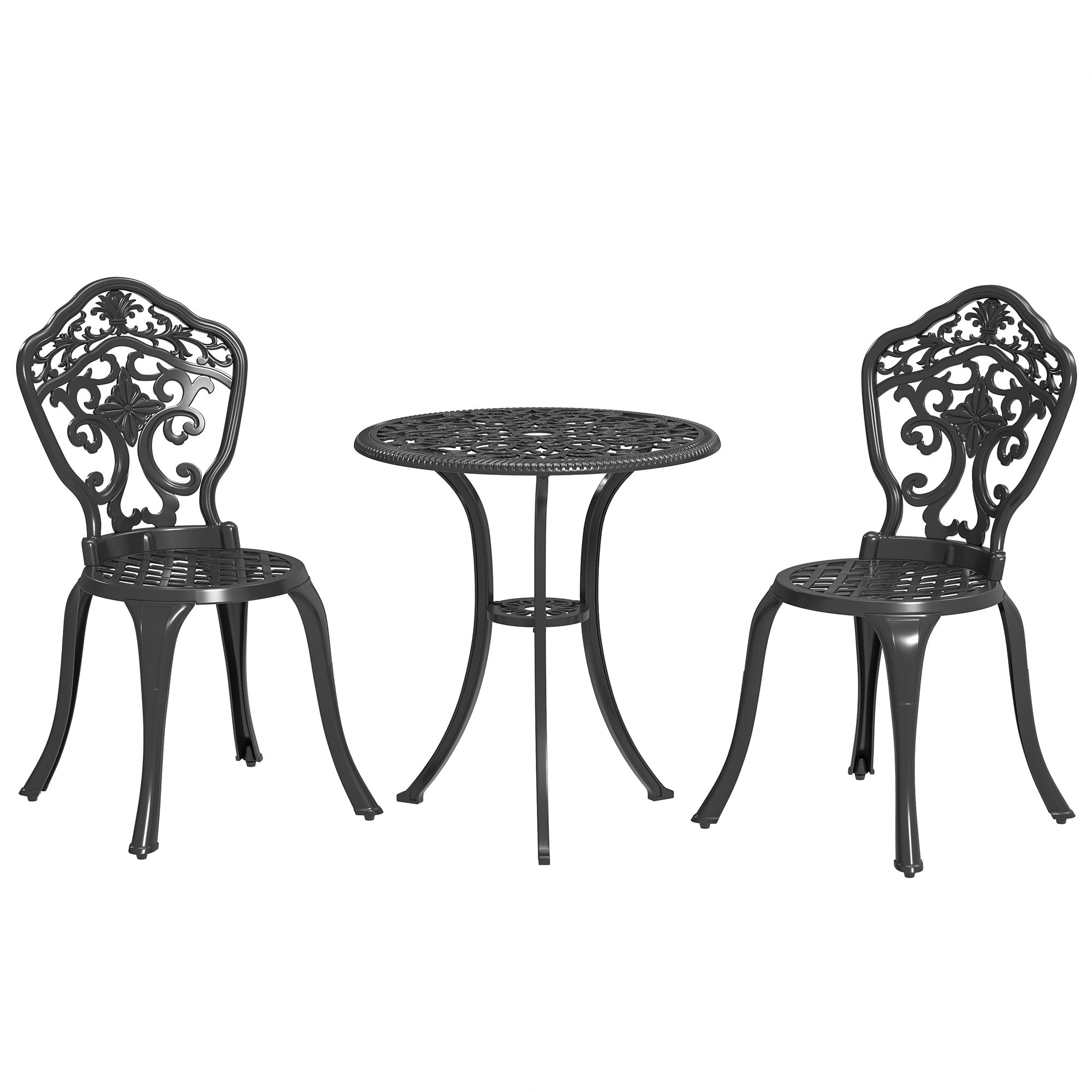 Aluminium 3 Pieces Floral Bistro Set With Round Table - Velmora