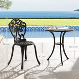 Aluminium 3 Pieces Floral Bistro Set With Round Table - Velmora