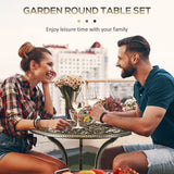 Aluminium 3 Pieces Floral Bistro Set With Round Table - Velmora