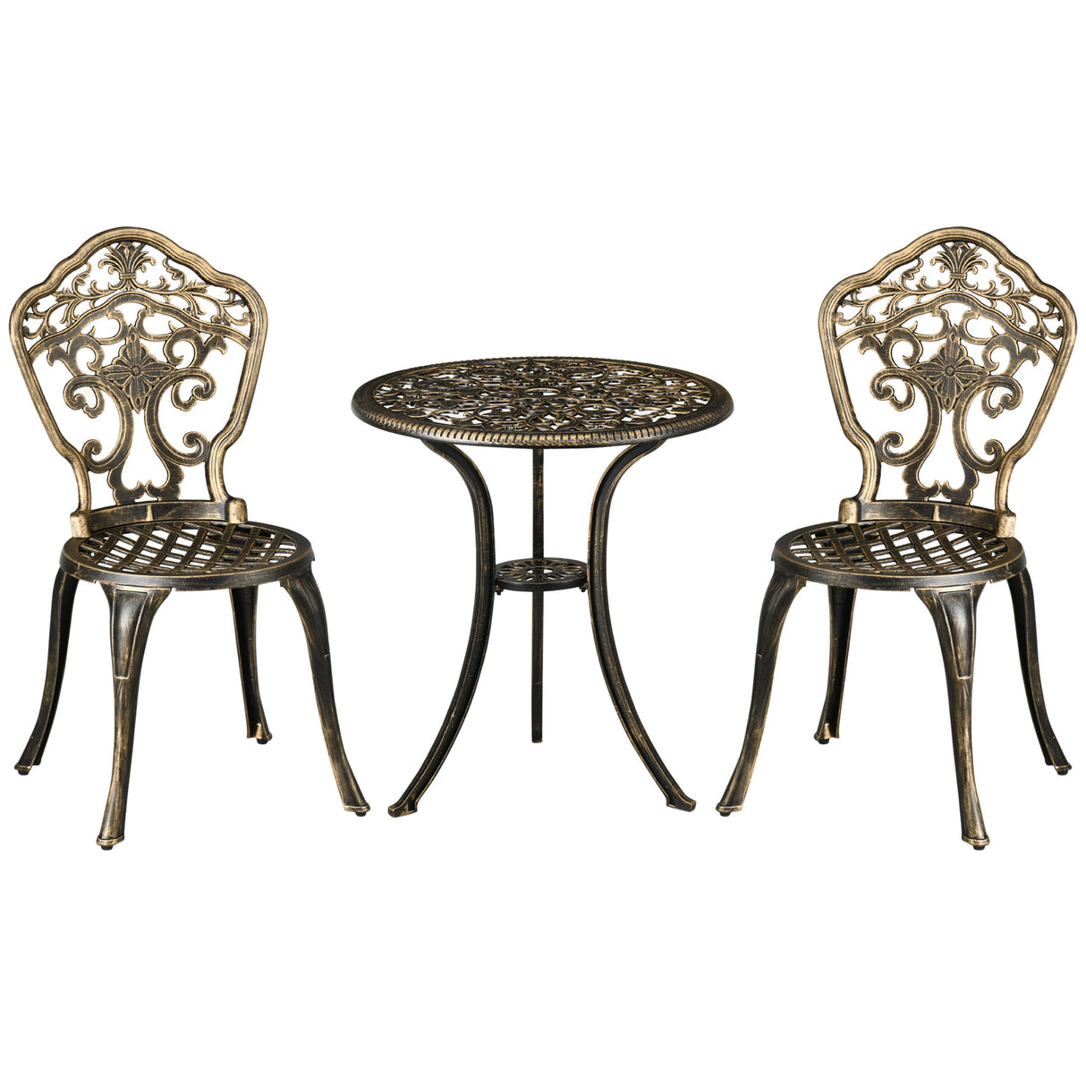 Aluminium 3 Pieces Floral Bistro Set With Round Table - Velmora