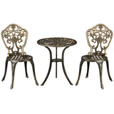 Aluminium 3 Pieces Floral Bistro Set With Round Table - Velmora