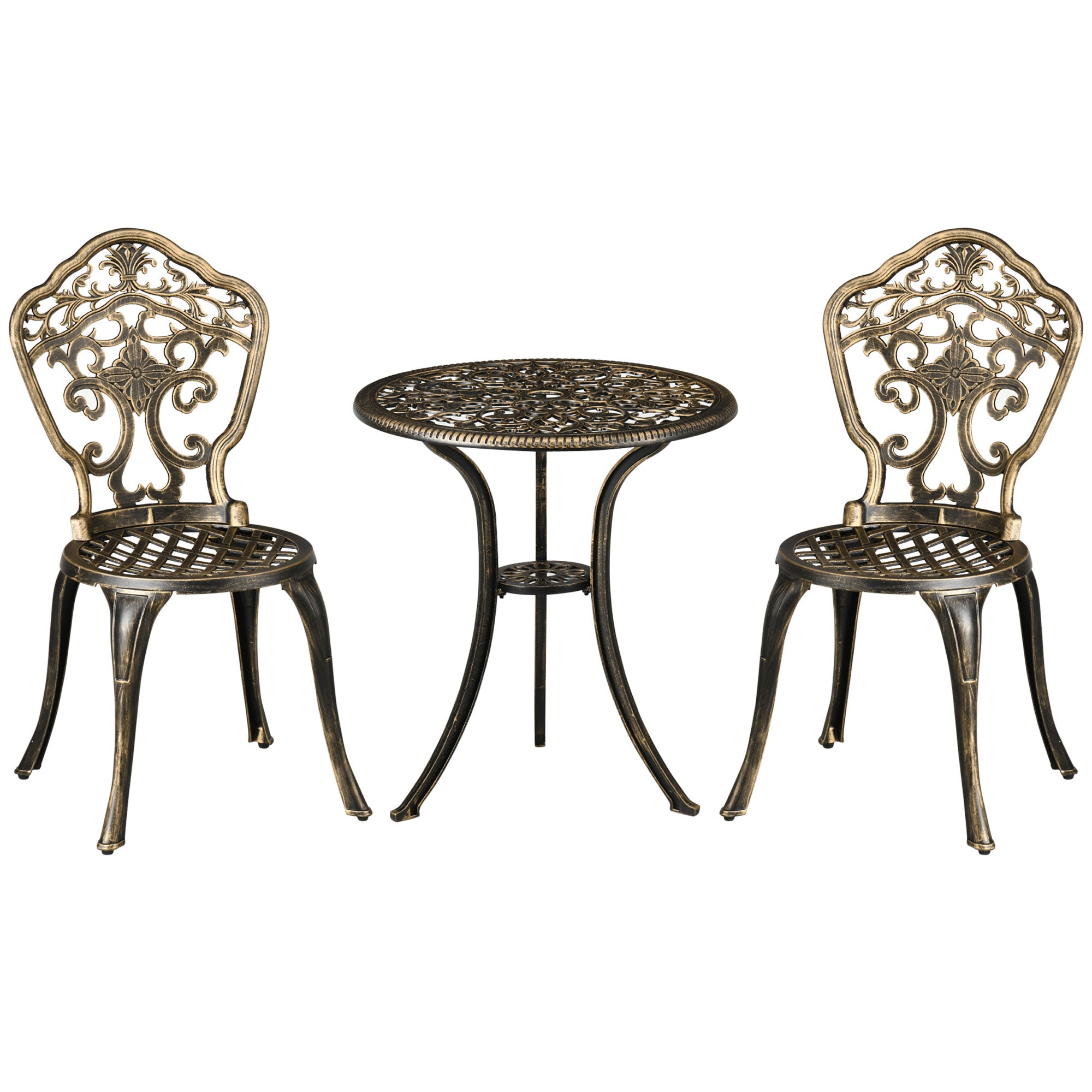 Aluminium 3 Pieces Floral Bistro Set With Round Table - Velmora