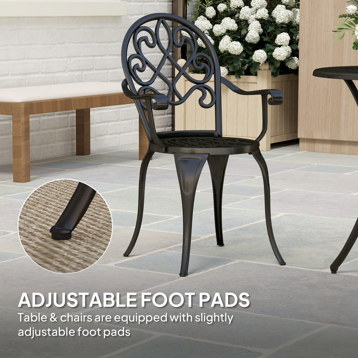 Aluminium 3 Pieces Garden Bistro Set With 66cm Round Table - Velmora