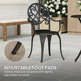 Aluminium 3 Pieces Garden Bistro Set With 66cm Round Table - Velmora