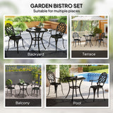 Aluminium 3 Pieces Garden Bistro Set With 66cm Round Table - Velmora