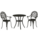Aluminium 3 Pieces Garden Bistro Set With 66cm Round Table - Velmora