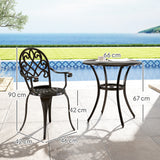 Aluminium 3 Pieces Garden Bistro Set With 66cm Round Table - Velmora