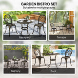Aluminium 3 Pieces Garden Bistro Set With 66cm Round Table - Velmora