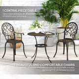 Aluminium 3 Pieces Garden Bistro Set With 66cm Round Table - Velmora
