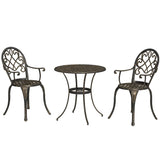Aluminium 3 Pieces Garden Bistro Set With 66cm Round Table - Velmora