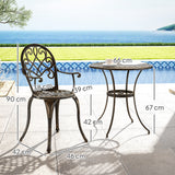 Aluminium 3 Pieces Garden Bistro Set With 66cm Round Table - Velmora