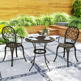 Aluminium 3 Pieces Garden Bistro Set With 66cm Round Table - Velmora