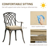 Aluminium 3 Pieces Garden Bistro Set for 2 People With Cushions - Velmora