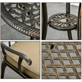 Aluminium 3 Pieces Garden Bistro Set for 2 People With Cushions - Velmora