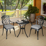 Aluminium 3 Pieces Garden Bistro Set for 2 People With Cushions - Velmora