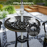 Aluminium 3 Pieces Garden Bistro Set for 2 People With Cushions - Velmora