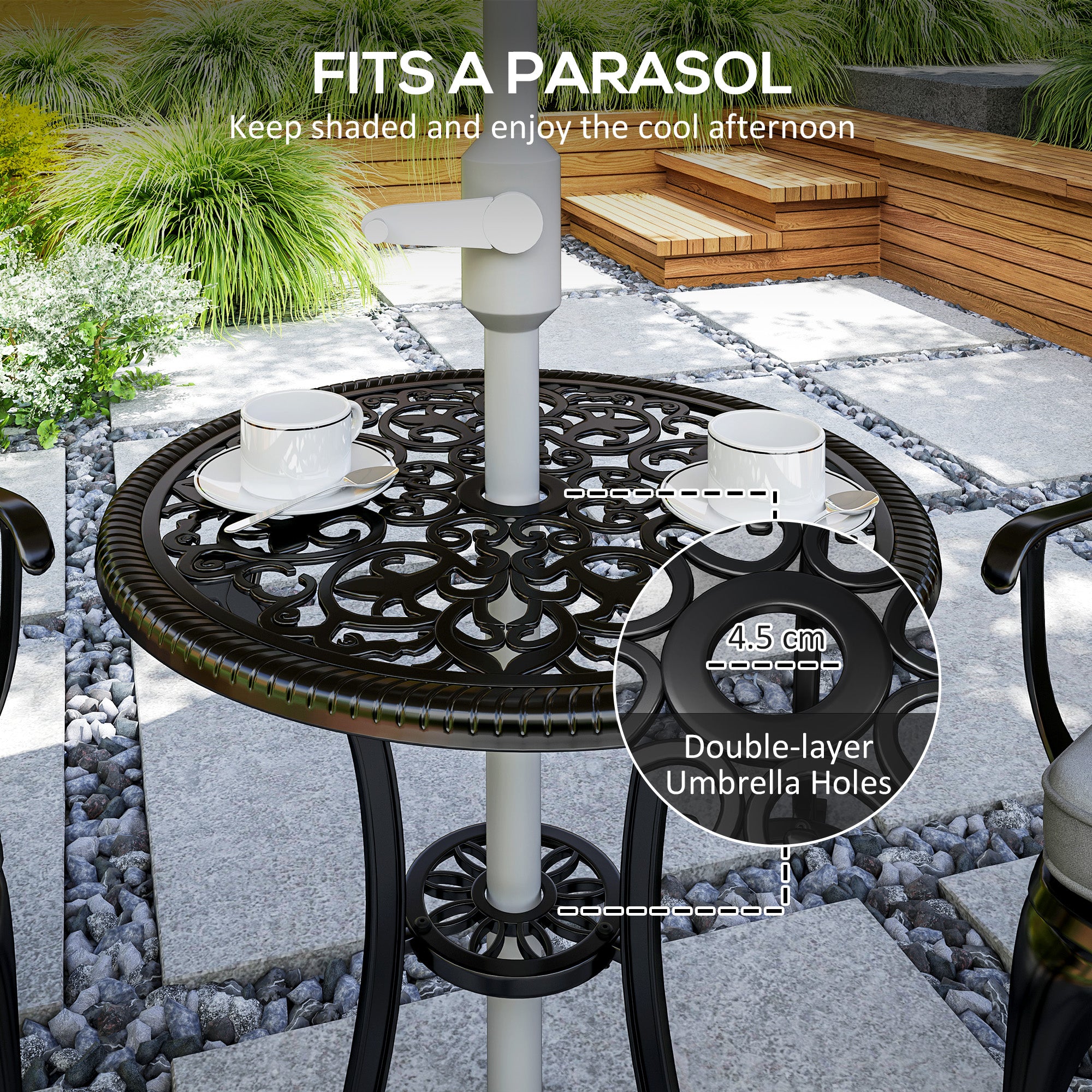 Aluminium 3 Pieces Garden Bistro Set for 2 People With Cushions - Velmora