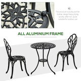 Aluminium 3 Pieces Garden Bistro Set With Parasol Hole for Balcony - Velmora