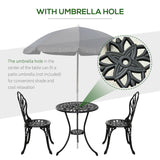 Aluminium 3 Pieces Garden Bistro Set With Parasol Hole for Balcony - Velmora