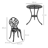 Aluminium 3 Pieces Garden Bistro Set With Parasol Hole for Balcony - Velmora