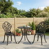 Aluminium 3 Pieces Garden Bistro Set With Parasol Hole for Balcony - Velmora