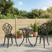Aluminium 3 Pieces Garden Bistro Set With Parasol Hole for Balcony - Velmora