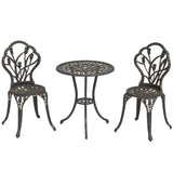 Aluminium 3 Pieces Garden Bistro Set With Parasol Hole for Balcony - Velmora
