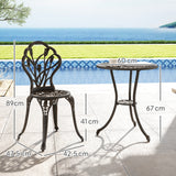 Aluminium 3 Pieces Garden Bistro Set With Parasol Hole for Balcony - Velmora