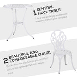 Aluminium 3 Pieces Garden Bistro Set With Parasol Hole for Balcony - Velmora