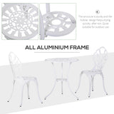 Aluminium 3 Pieces Garden Bistro Set With Parasol Hole for Balcony - Velmora