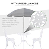 Aluminium 3 Pieces Garden Bistro Set With Parasol Hole for Balcony - Velmora