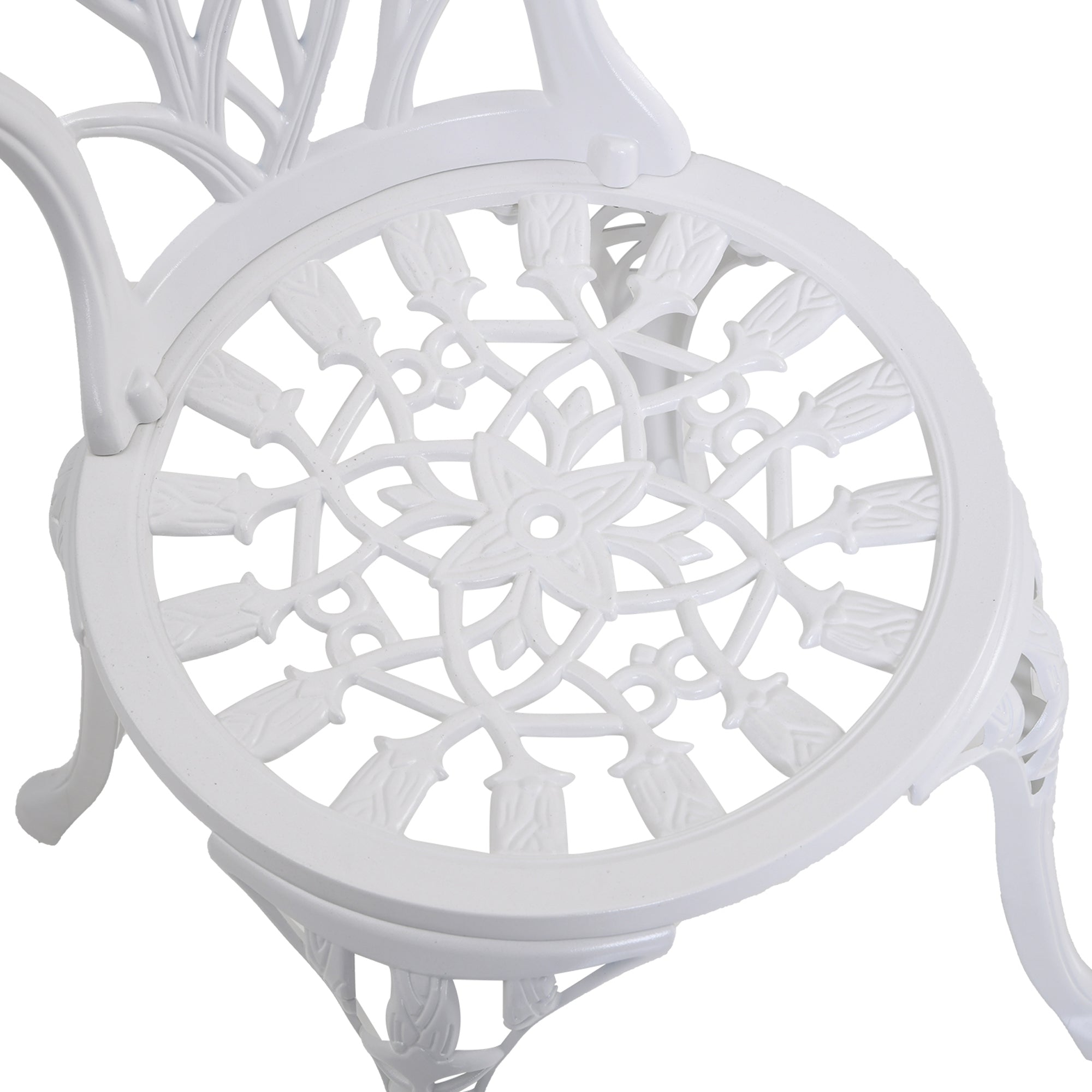 Aluminium 3 Pieces Garden Bistro Set With Parasol Hole for Balcony - Velmora