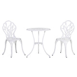 Aluminium 3 Pieces Garden Bistro Set With Parasol Hole for Balcony - Velmora