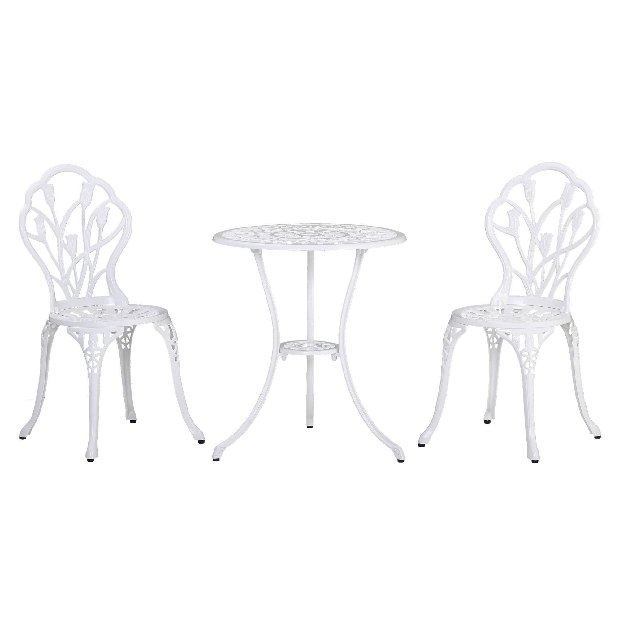 Aluminium 3 Pieces Garden Bistro Set With Parasol Hole for Balcony - Velmora