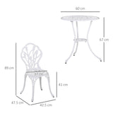 Aluminium 3 Pieces Garden Bistro Set With Parasol Hole for Balcony - Velmora