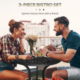 Aluminium 3 Pieces Garden Bistro Set With Parasol Hole - Velmora